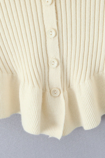 Long Sleeve Ruffle Knit Cardigan