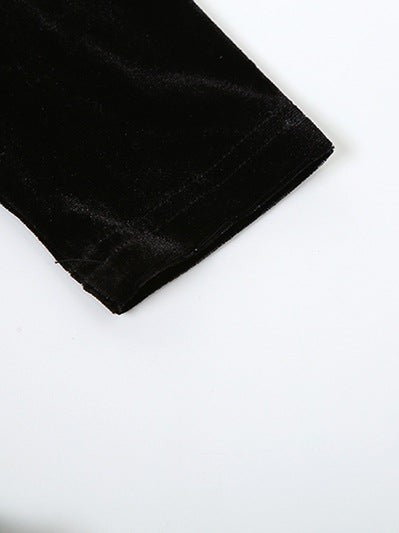 Full Sleeves Square Collar Low Cut Slim Fit Dress