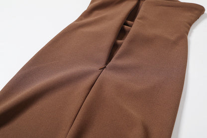 Dark Brown – Sexy Strapless Slit Bodycon Dress
