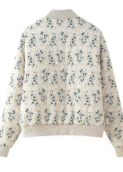 Floral EmbroideRed Quilted Bomber Jacket