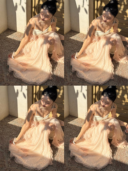 Glimmering Tulle Fairycore Sequin Maxi Dress Dreamy Resort Gown