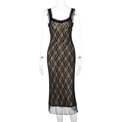 Anapaula Lace Sling Midi Dress