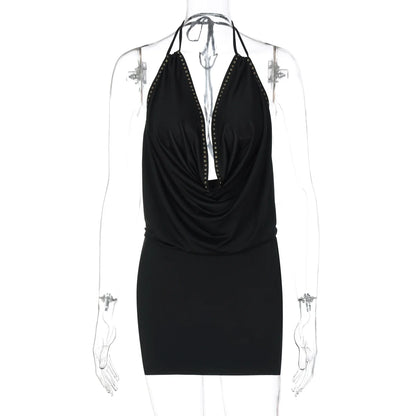 Serina Studded Halter Mini Dress