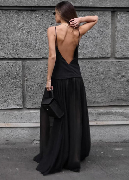 Isla - Backless Spaghetti Strap Maxi Dress