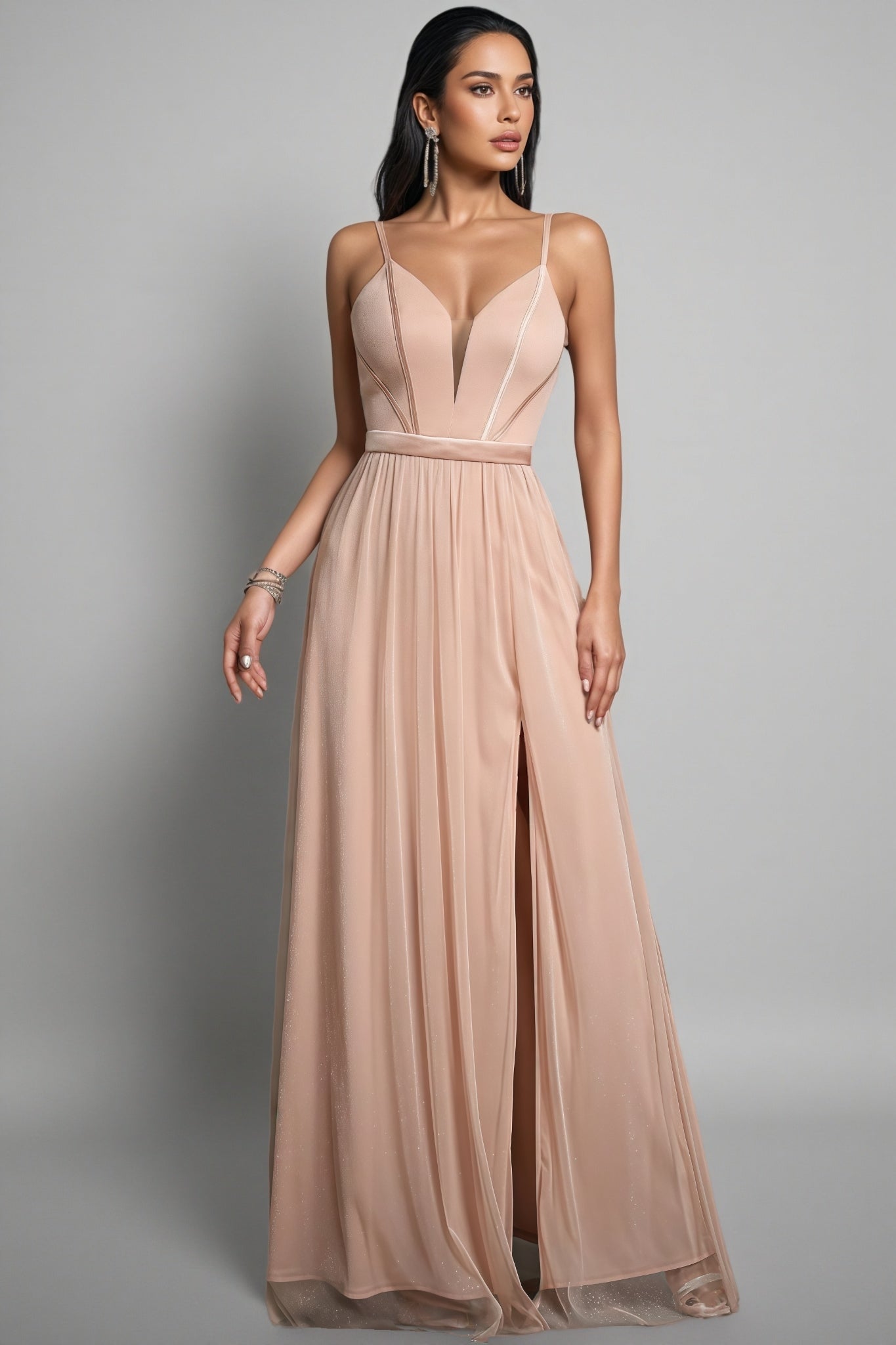 Crispina Pink Strappy Mesh Maxi Dress