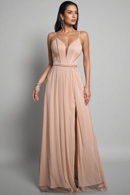 Crispina Pink Strappy Mesh Maxi Dress