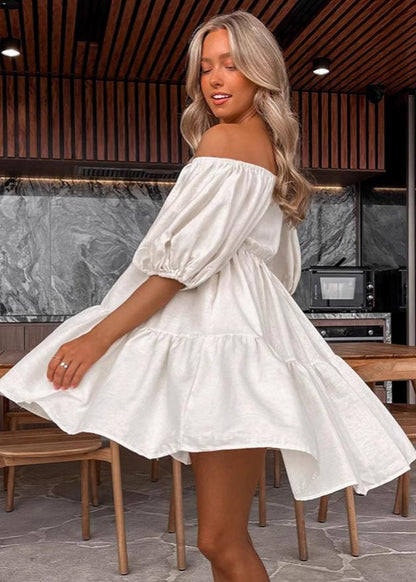 Isla - Off-Shoulder Puff Sleeve Mini Dress