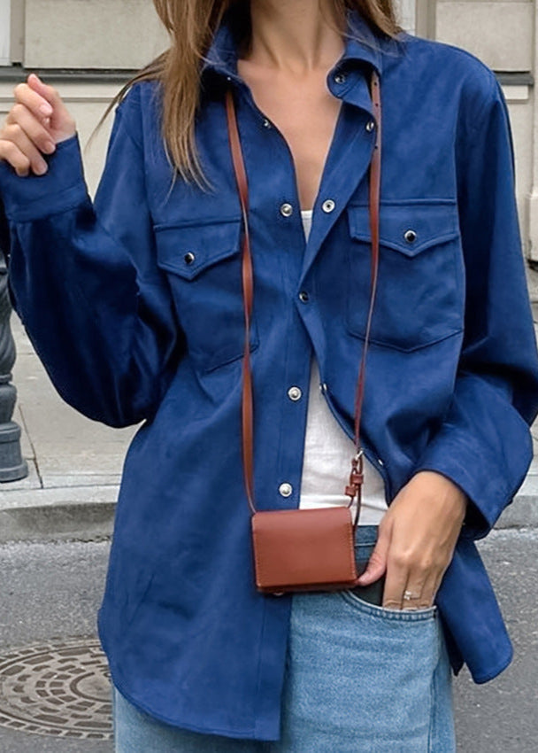 Rowan - Oversized Suede Button-Up Shirt