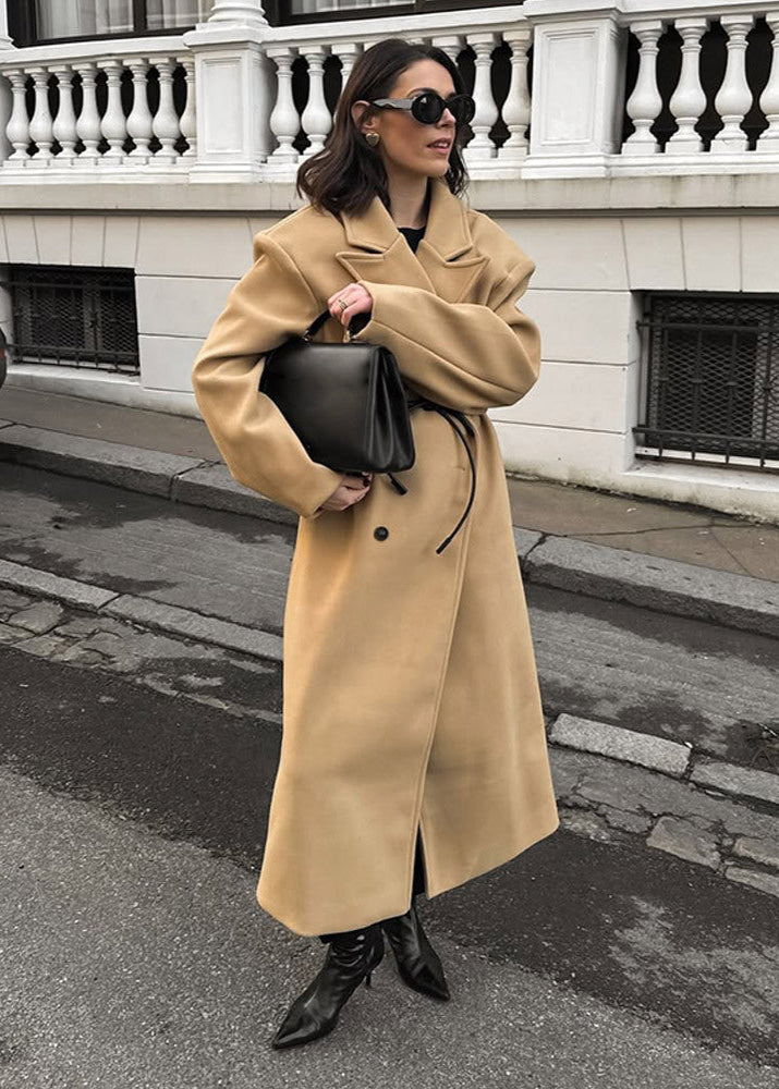Camel Poise - Oversized Wool-Blend Coat