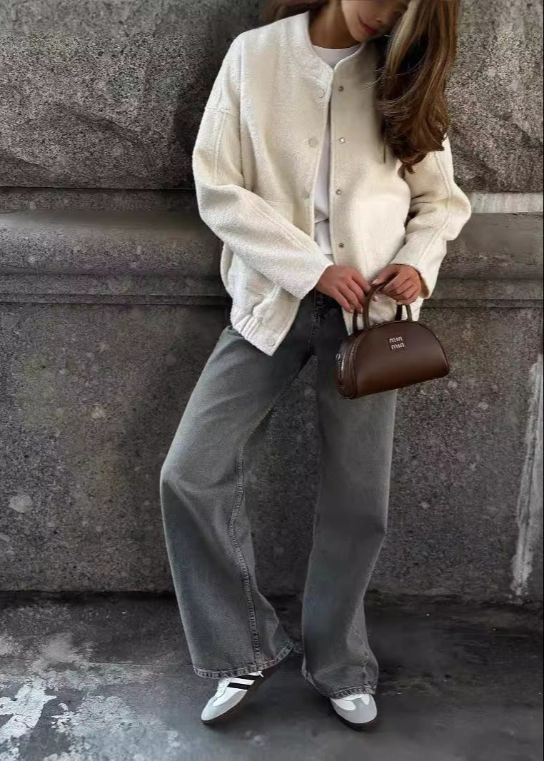 Celeste - Textured Fleece Snap-Button Jacket