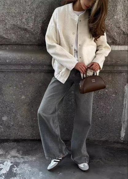 Celeste - Textured Fleece Snap-Button Jacket