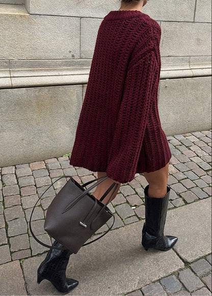 Oversized Cable Knit Sweater Dress