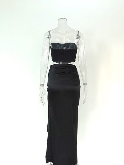 Tassel Tube Top & Split Asymmetric Skirt Coord Set