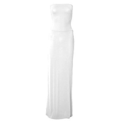 Ribbed backless tube maxi dress