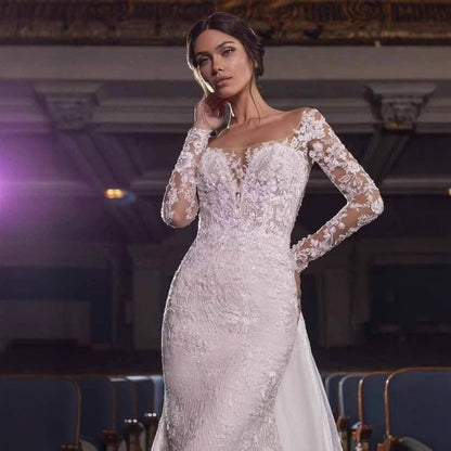 Off-Shoulder Lace Mermaid Bridal Wedding Dress
