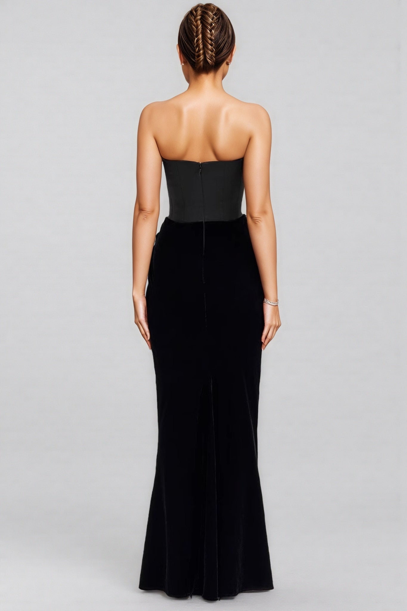 Kora Fishbone Sheath Velvet Maxi Dress