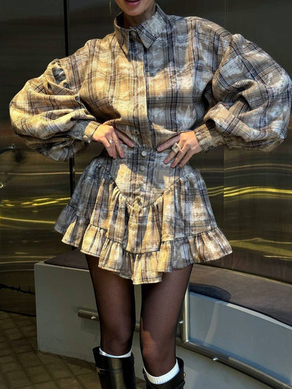 Highland Muse - Plaid Ruffle Skirt Set