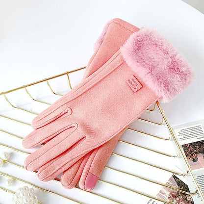 Touch screen windproof tag fluffy gloves