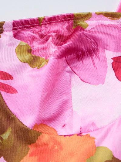 Floral Print Lace up Dress