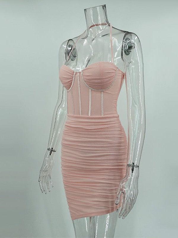 Corset Asymmetric Halter Dress