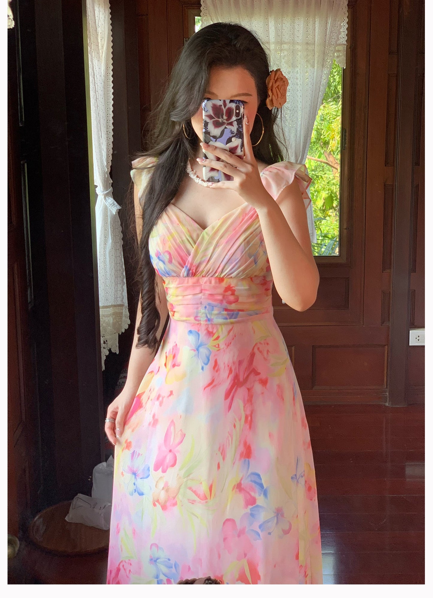 Rainbow Sugar Color Splash Dress Playful Printed Gown for Summer 2025