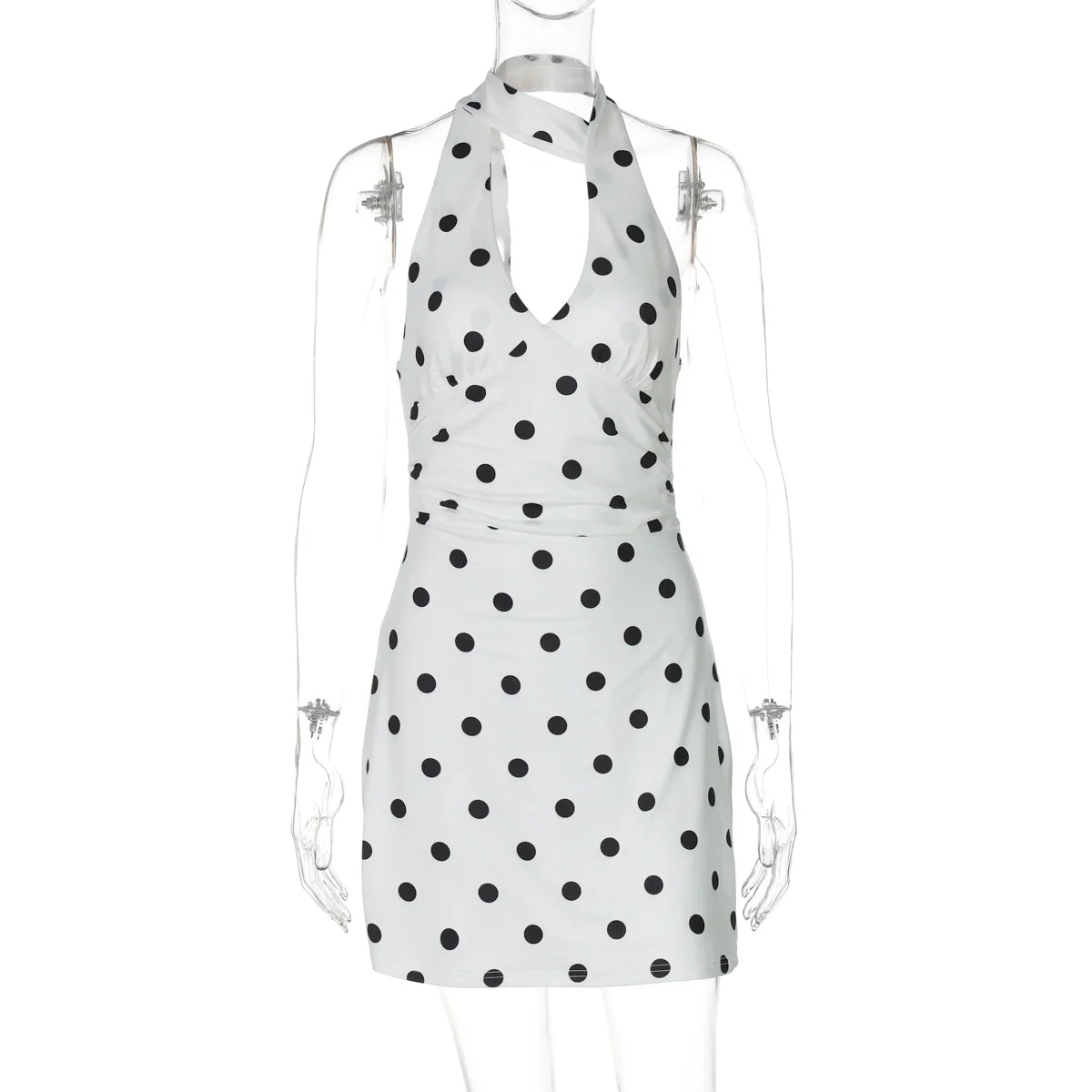 Emmilyn Polka Dot Halter Midi Dress