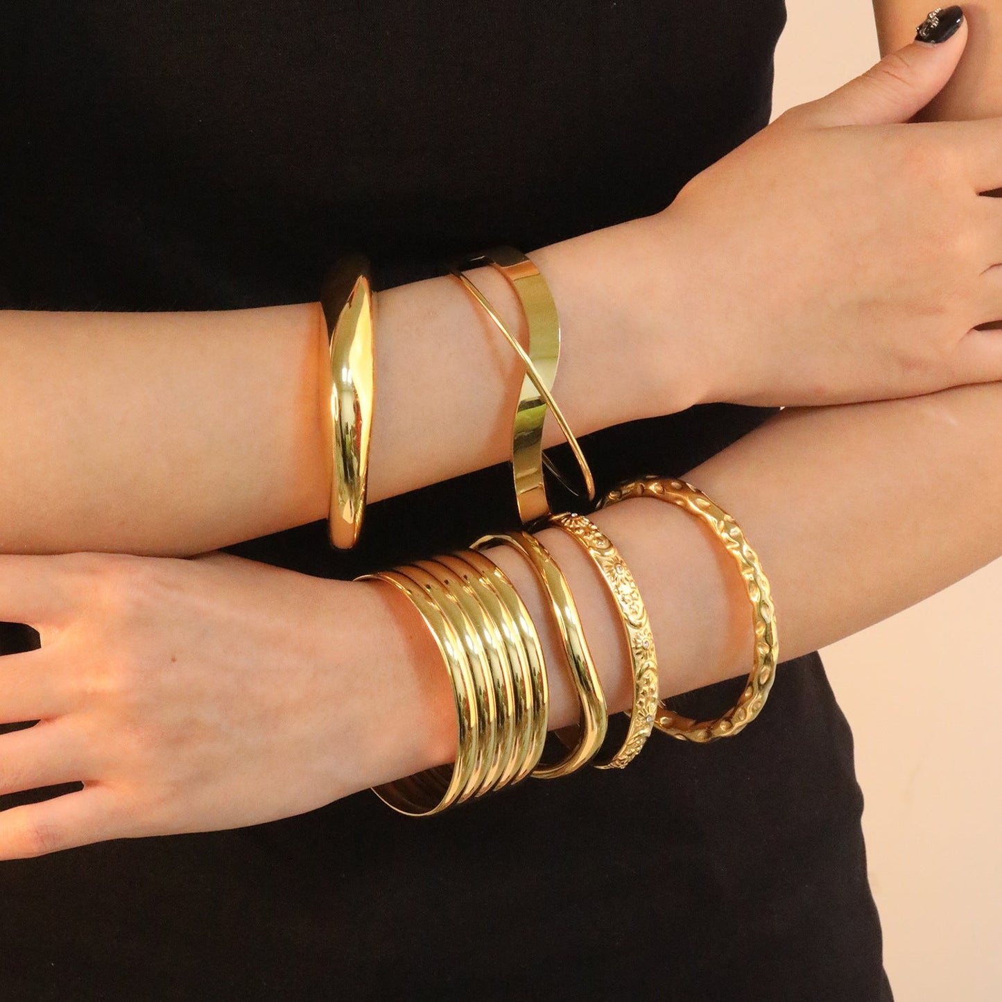 Vintage Geometric Open Bangle Bracelet