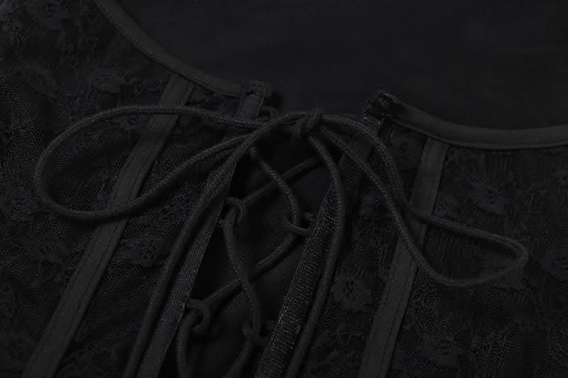Ruffle mesh corset lace up mini dress