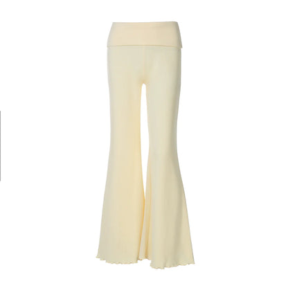 Delylah Low-Rise Wavy Flared Pants