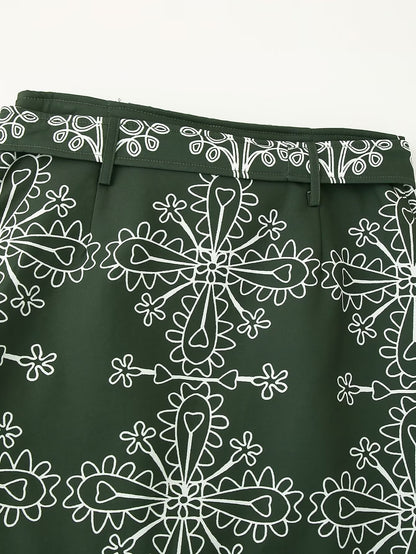 Abstract Printed Puffer Jacket Set