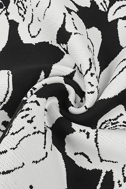 Elian Black and White Floral Midi Dress Set