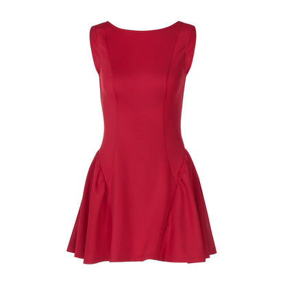 Solid Color Sleeveless Short Slim Fit Backless