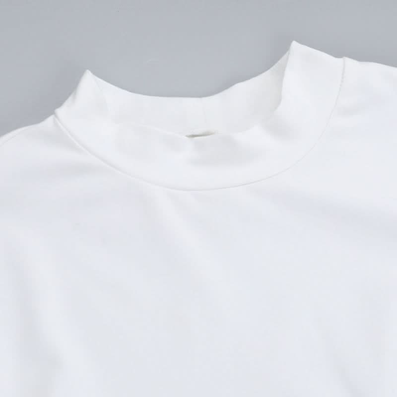 Long sleeve crewneck patchwork hollow out cut out top