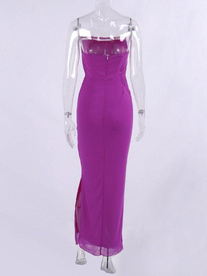 Pink Tube High Slit Sheath Maxi Dress