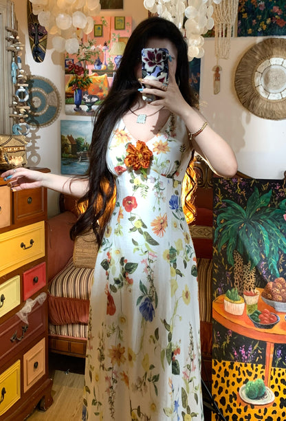 Bali Rainforest Tropical Print Dress Waist-Cinching Summer Vacation Maxi gunne sax vintage dress