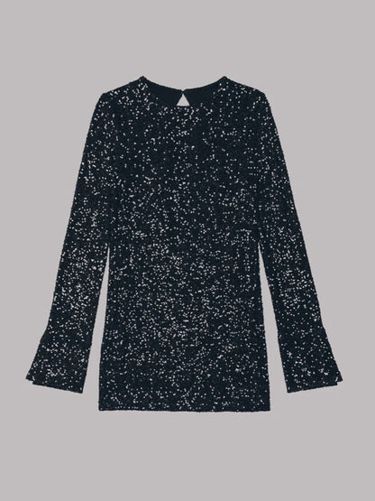 Sequins Atmosphere Shiny Backless Long Sleeves Dress