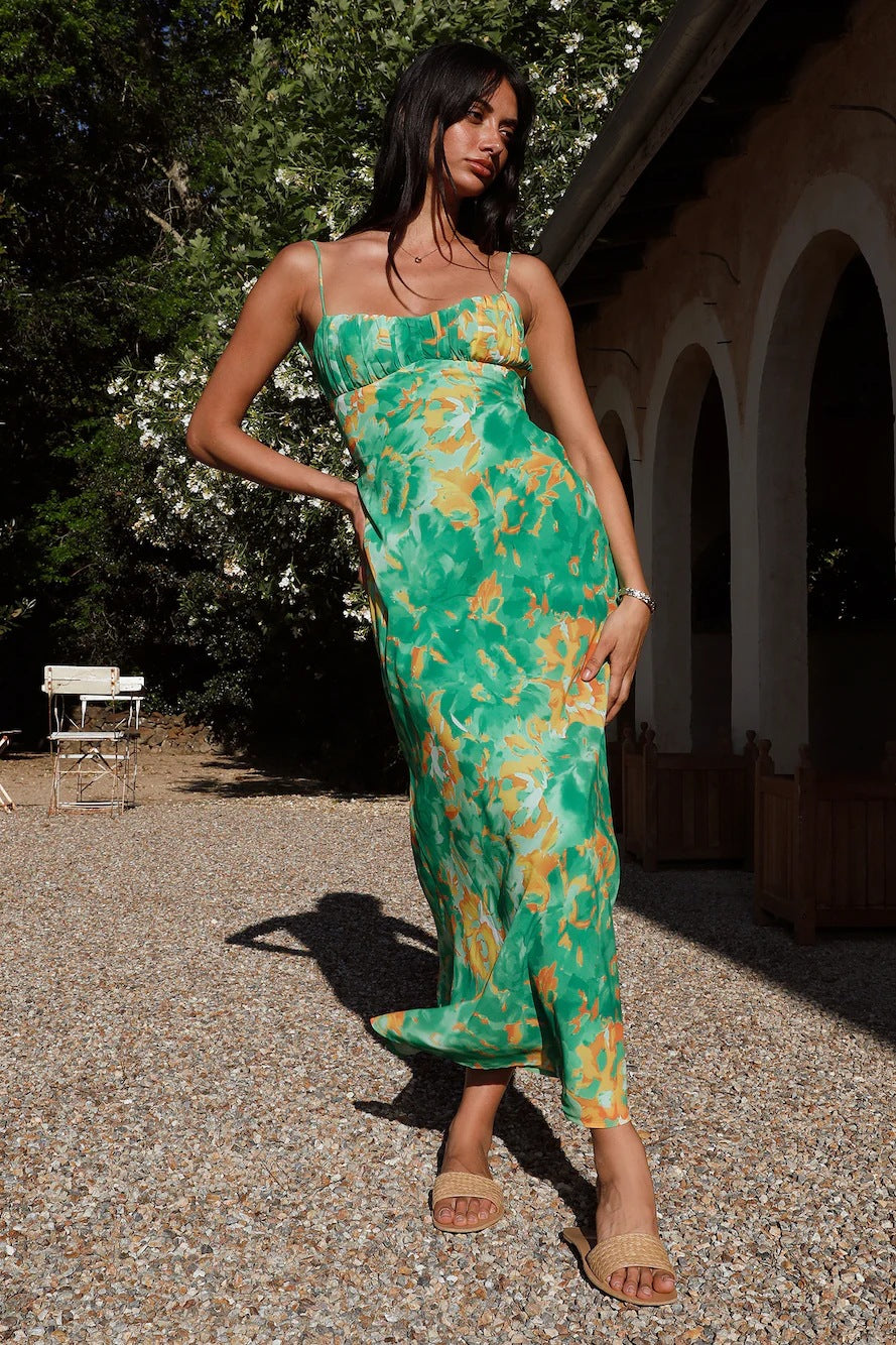 Adult Lady like Woman Thin Strap Beauty Back French Low Cut Sling Dress