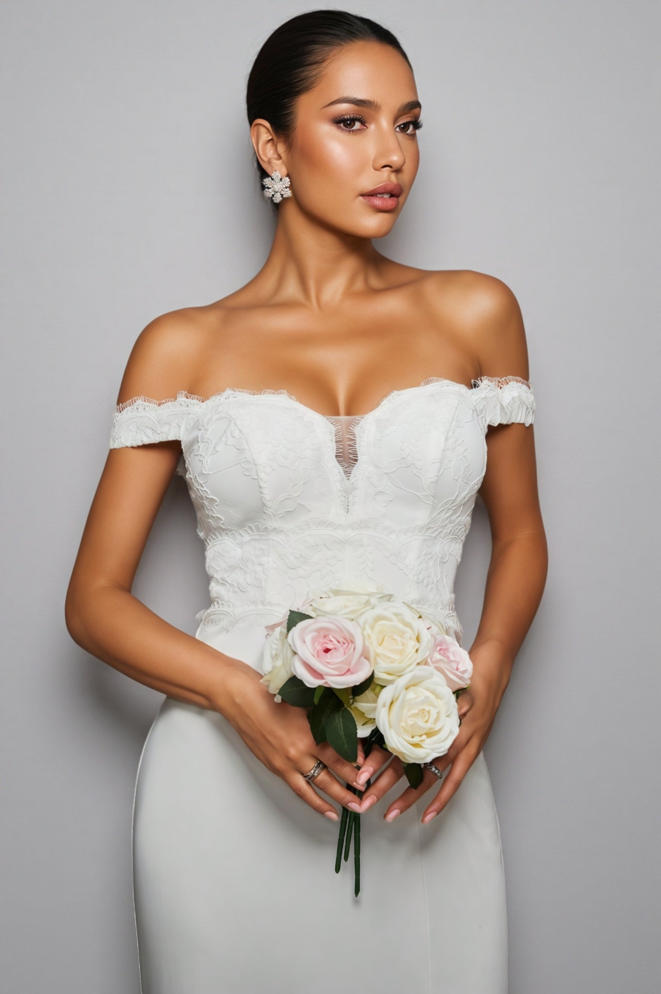 Mira White One Shoulder Split Maxi Dress