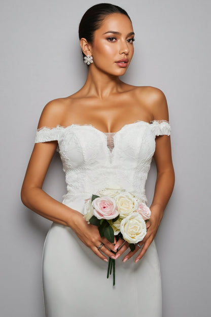 Mira White One Shoulder Split Maxi Dress