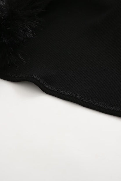 Apphia Crop Faux Fur Blouse & Corset Two Piece Set