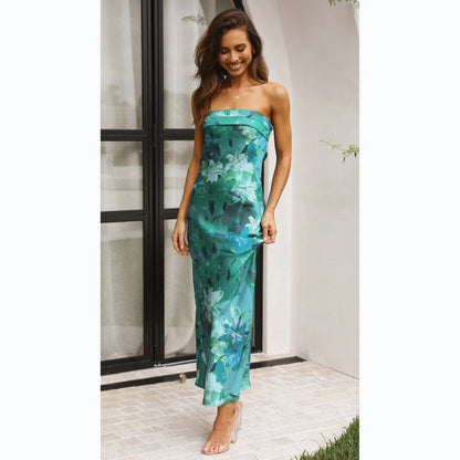 Floral Print Wrapped Chest Midi Dress
