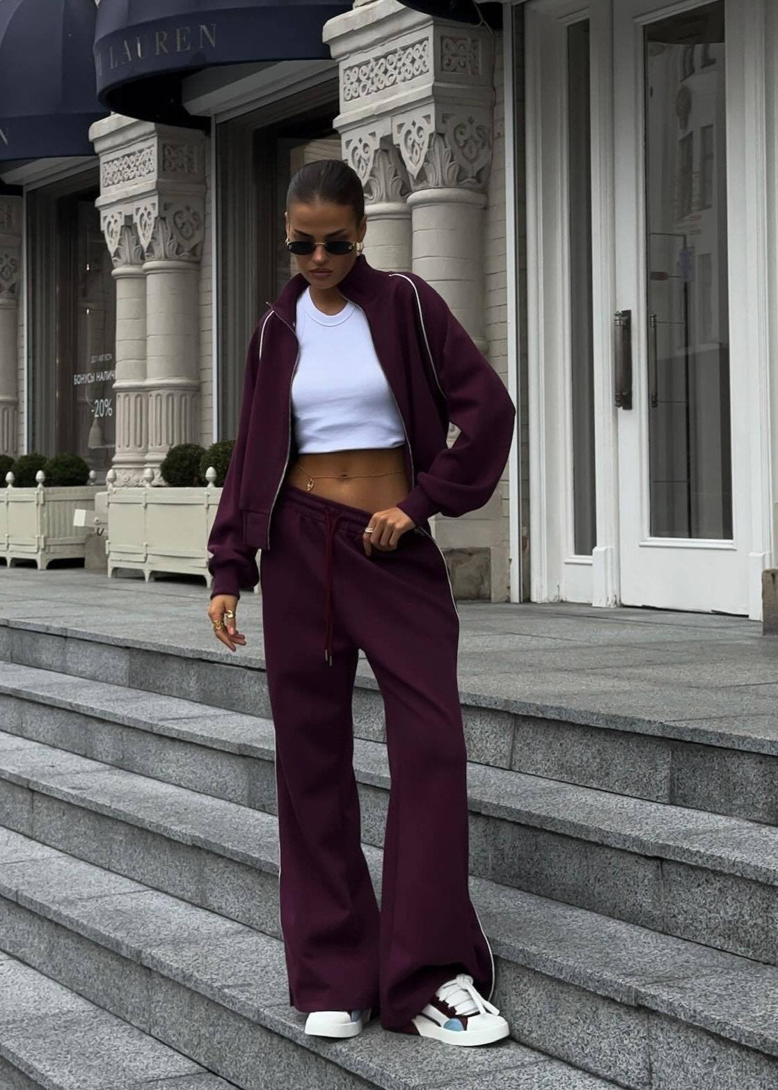 Plum Tracksuit Set - Sporty Luxe