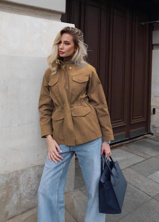 Utility Chic - High Collar Cargo Jacket