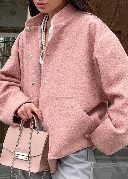 High-Collar Oversized Bouclé Jacket