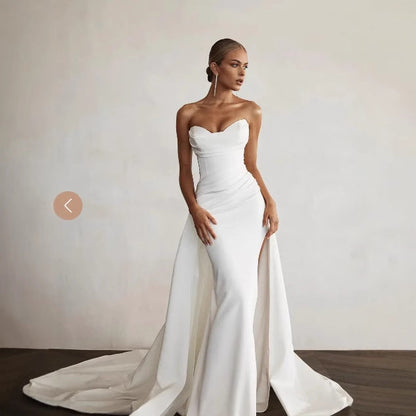 Strapless Two-Way Slit Mermaid Wedding Dress