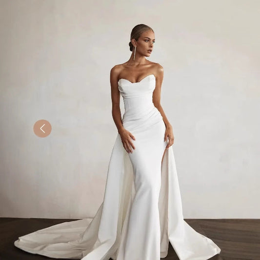 Strapless Two-Way Slit Mermaid Wedding Dress