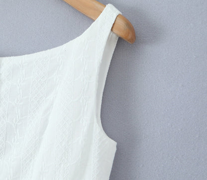White – Slim-Fit Tank Strap Dress