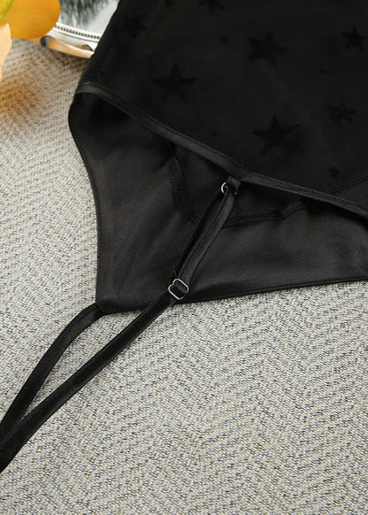 Satin & Sheer Star Mesh Pajama Set