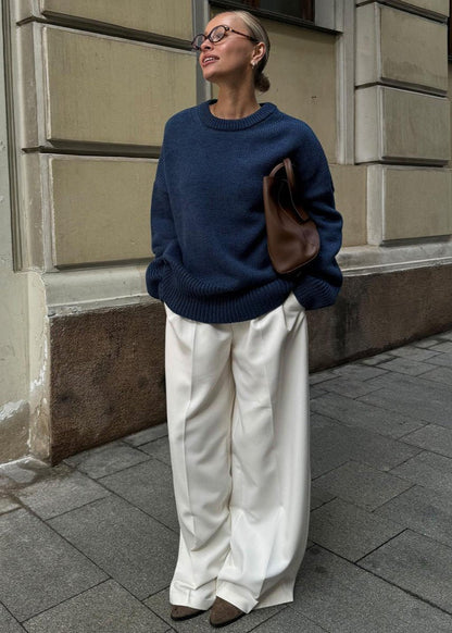 Midnight Blue Relaxed Knit Sweater