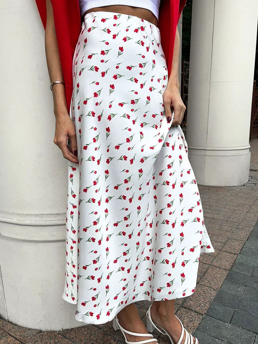Polly Cherry Print Maxi Skirt